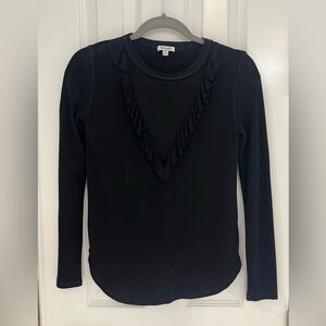 Black long sleeve splendid top with ruffle neck. Extra small